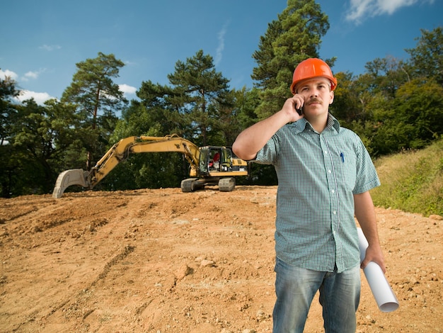 Engineer talking on phone