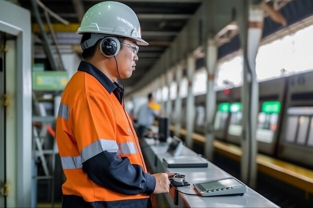 Engineer Using Tablet for Inspection and Analysis Generative Ai