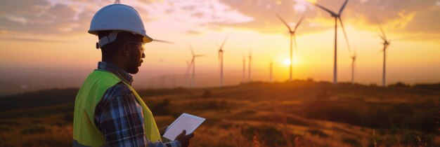 An engineer wearing a hardhat and luminous vest Generative Ai