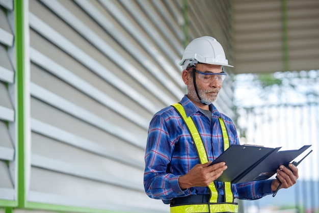 Engineer wearing a safety helmet