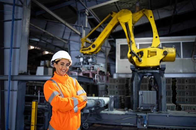 engineer wearing safety vest and working in manufacturing factory developing new products