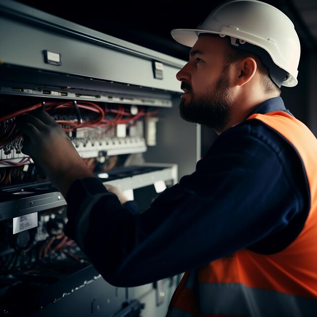 Photo engineer worker fixing hvac