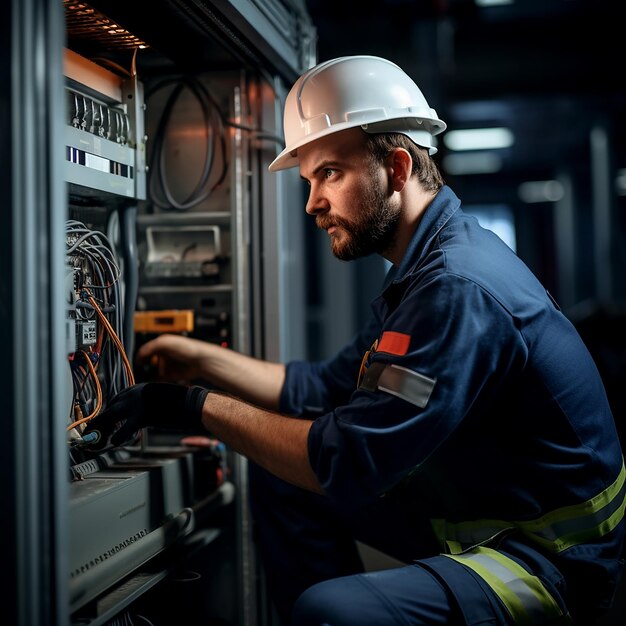 Photo engineer worker fixing hvac