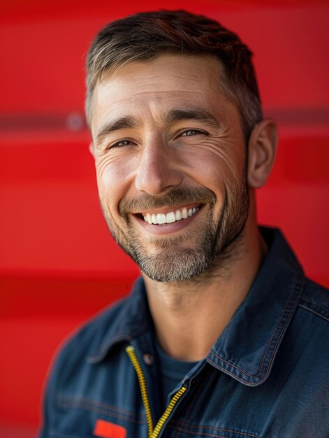 Photo engineer worker male with smile face in professional background