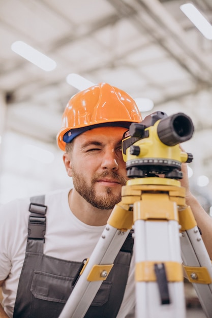 Engineer working on building factory