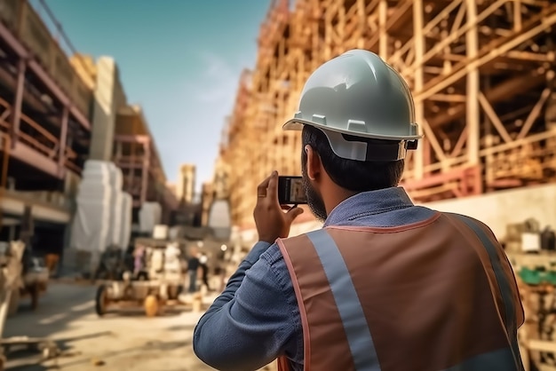 Engineer working on the construction site