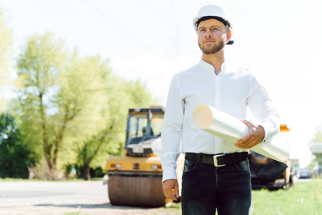 Engineering bouwbedrijf, bouwt een nieuwe weg Werken