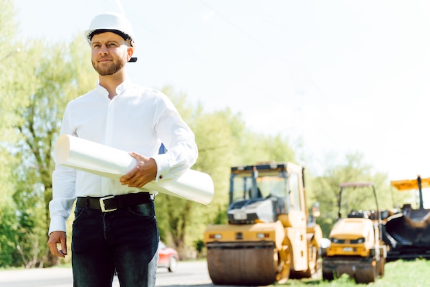 Engineering bouwbedrijf, bouwt een nieuwe weg Werken