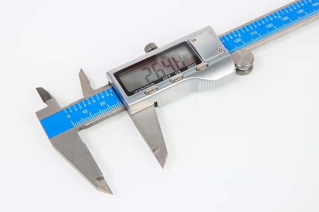 Engineering digital caliper on white background