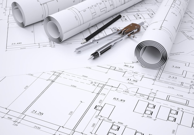 Engineering drawing with tools Development concept