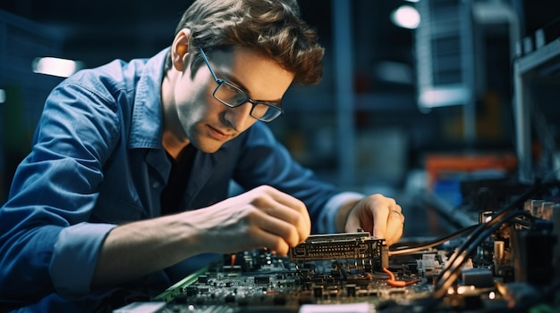 Engineering Excellence Inspection of a Soldered Computer Chip by a Young Adult Engineer