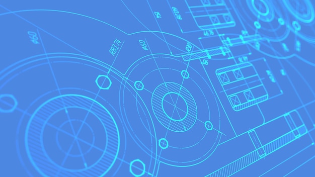 Engineering industrial backgroundTechnical drawing Technology bannerillustration