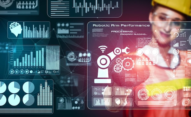 Tecnologia di ingegneria e concetto di fabbrica intelligente industria 4.0