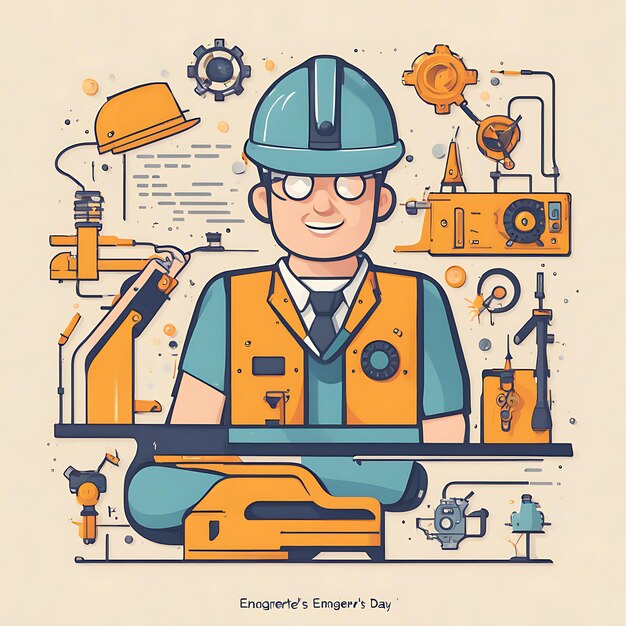 Photo engineers day flat illustration