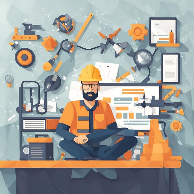 Photo engineers day flat illustration