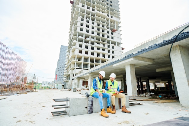 Engineers discussing construction project