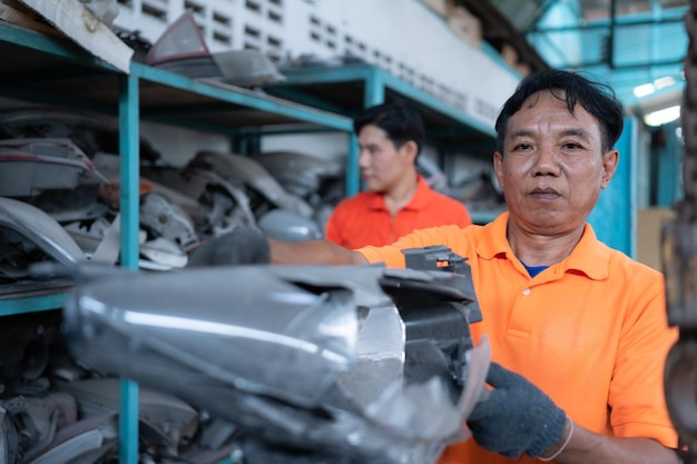 Engineers and mechanics use technology to detect faults in the operation of the engine in the garage