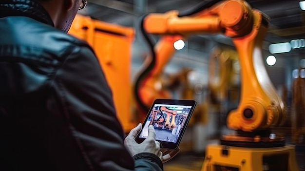 engineers perform robot checks at the company