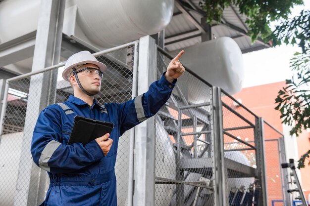 Engineers work place to keep liquid heliumpreventive maintenance schedule checkingThailand people