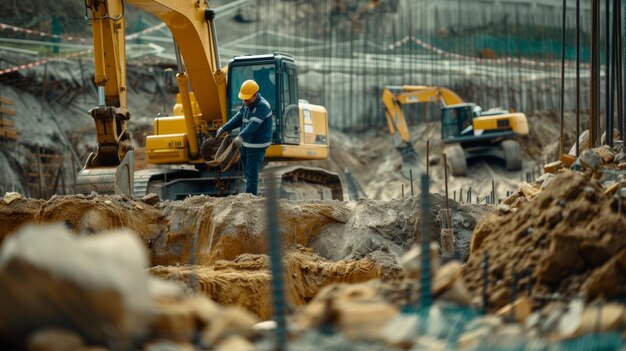 Photo engineers working in construction site