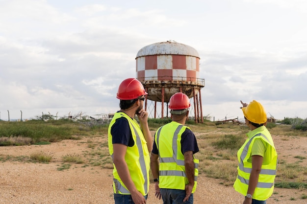 Engineers working in an industrial park