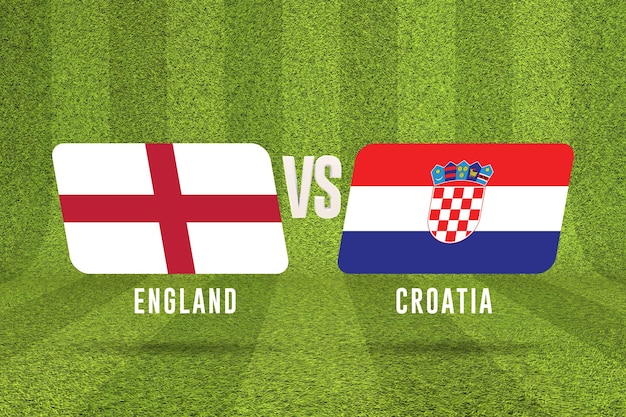 Англия против Хорватии полуфинальный футбольный матч 3D рендеринг