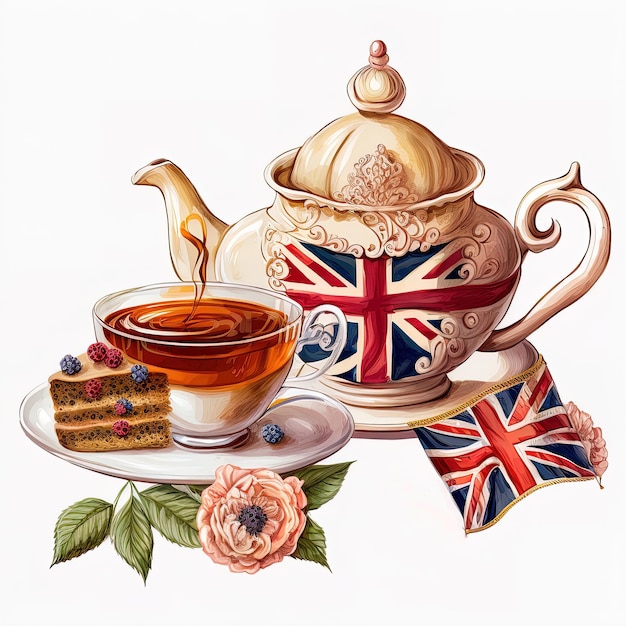 Photo english afternoon tea isolated on white clipart generated by ai
