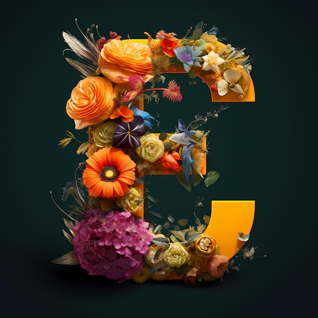 English alphabet letters with beautiful flowers