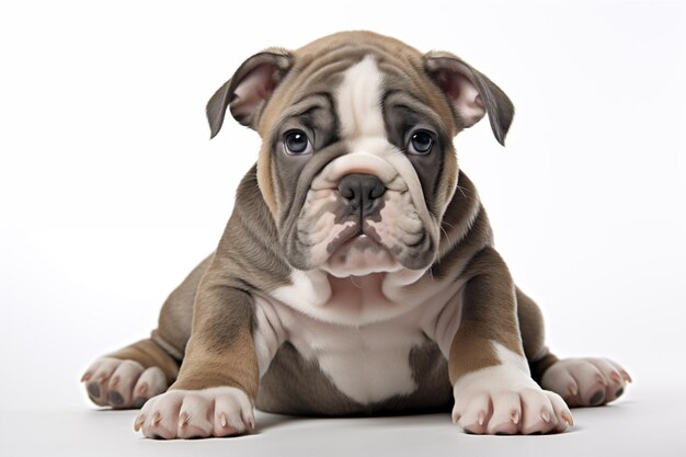 Photo english bulldog puppy white background