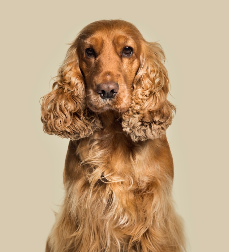 Photo english cocker spaniel looking at camera against white