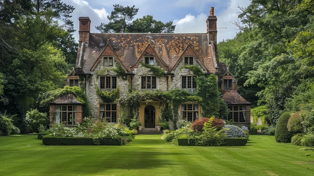 Photo an english country house surrounded by a garden