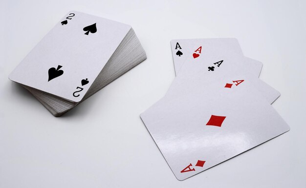 English deck with aces cards isolated on white background