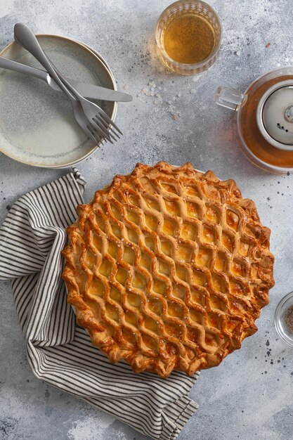 English meat pie pork pie traditional british pie freshly baked\
homemade savory pies with golden crust pie with pastry decoration\
on top food photography food styling english cuisine