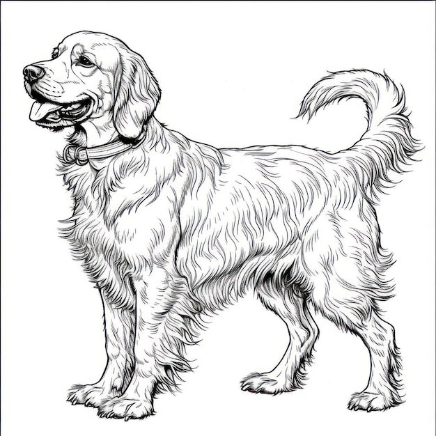 English Setter dog drawing Coloring book page