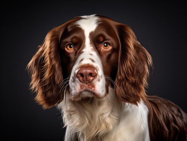 Photo english springer spaniel dog studio shot isolated on clear background generative ai