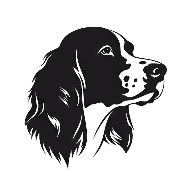 Photo english springer spaniel icon dog black silhouette puppy pictogram pet outline cocker spaniel symbol isolated on white background ai generative illustration