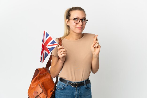 English student isolated on white