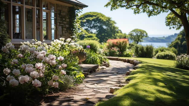 Foto giardino in stile inglese con una vista panoramica di fiori freschi