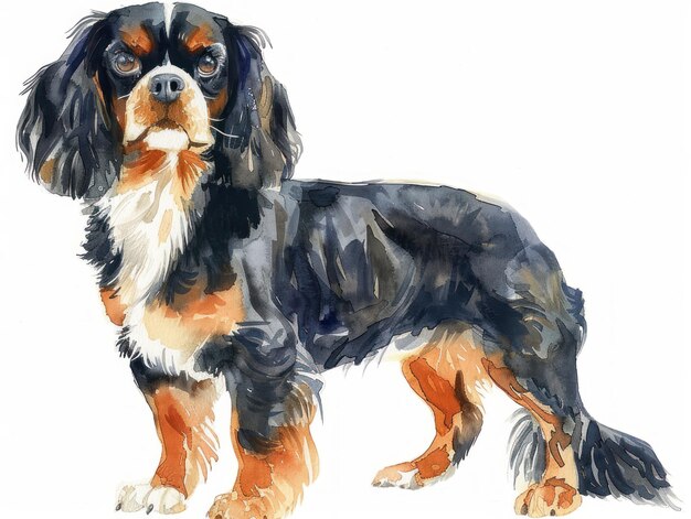 English Toy Spaniel watercolor isolated on white background