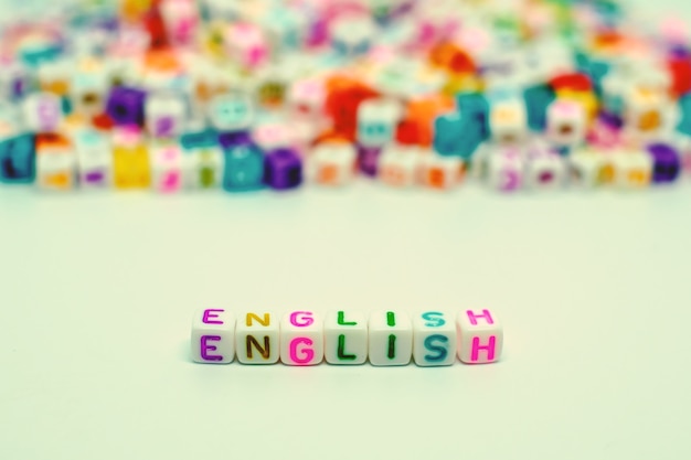 Photo english word from letter beads for learning concept