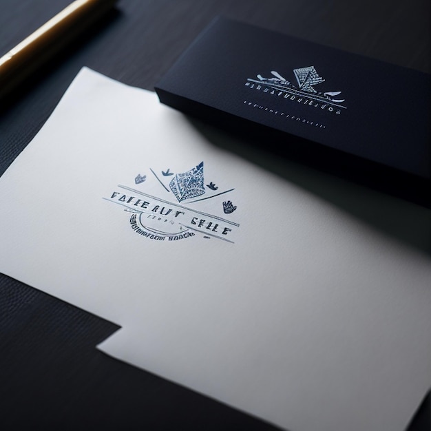 Photo engraved logo on paper mockup ai generative