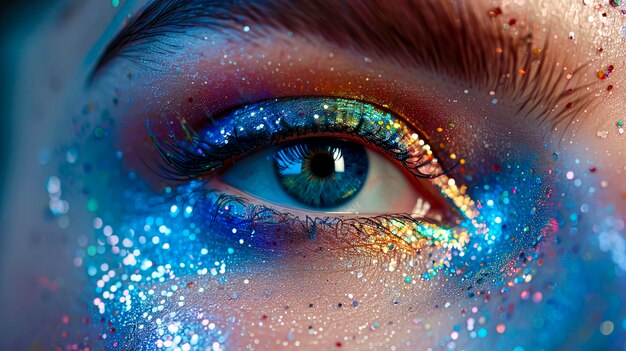 Photo enhance your look with glamorous eyelash extensions and vibrant colors eyecatching style created with generative ai technology