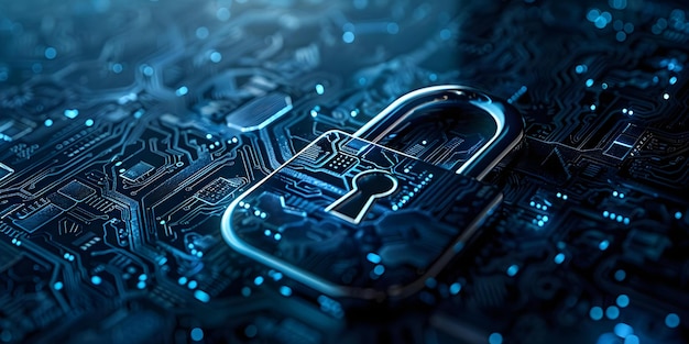 Photo enhancing cybersecurity with a digital lock safeguarding against online threats and hackers concept cybersecurity digital lock online threats hackers safeguarding