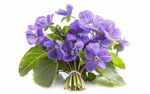 Enhancing Home Aesthetics with Violet Bouquets On White Background