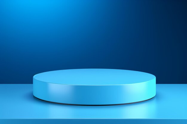 Enhancing Product Presentations Stunning 3D Rendered Blue Background Stand with Blank Backdrops