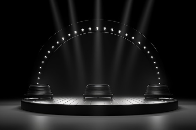 Enhancing the Spotlight Captivating 3D Rendering of Stage Lighting in Black Isolation