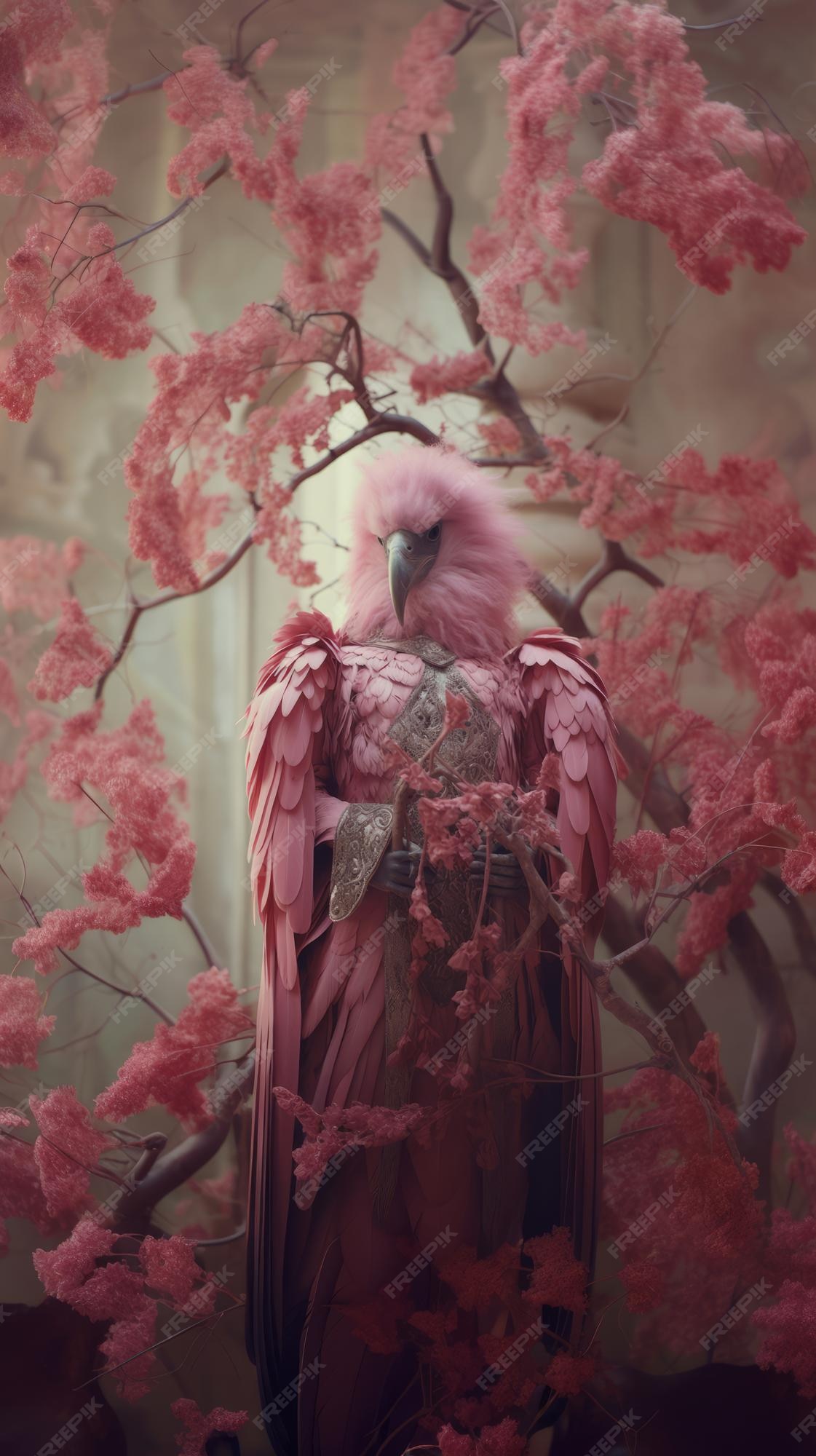 Premium Photo | The Enigma of the Pink Feathered Medieval Bird 