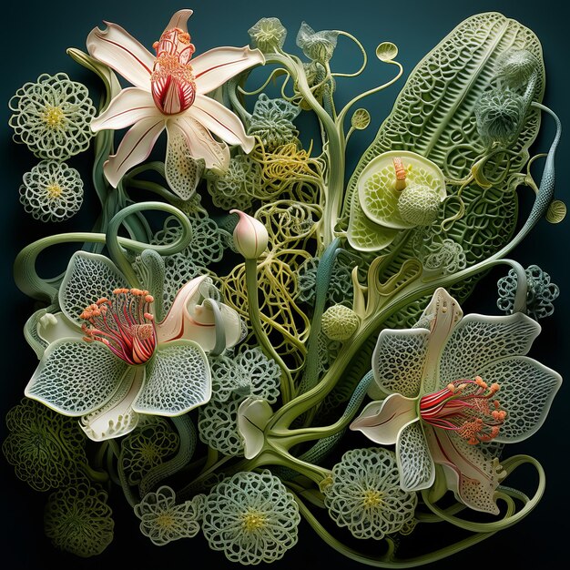 Photo the enigmatic beauty of exotic flora exploring rainforest orchids tentacles and mangroves in symm