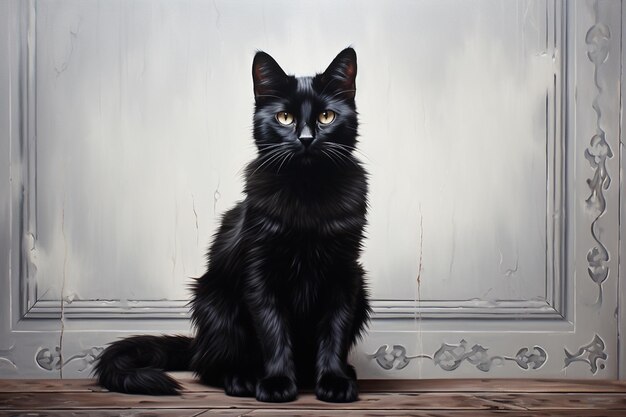 Photo the enigmatic black cat created with generative ai