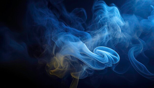 Photo enigmatic blue smoke swirls on dark background